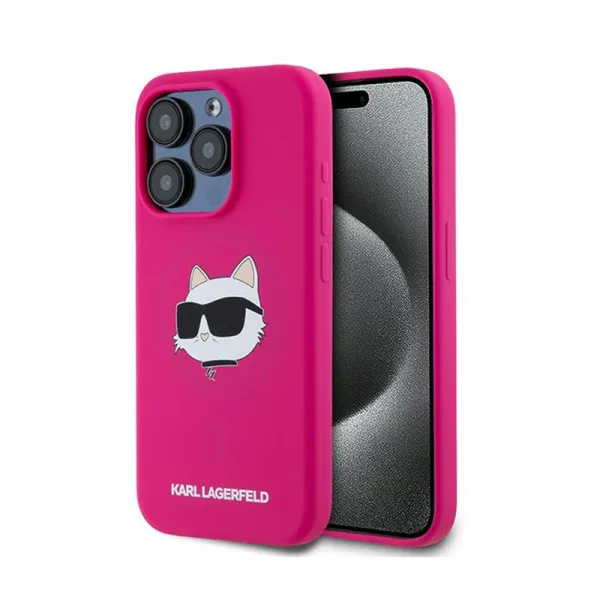 Karl Lagerfeld Silicone Choupette Head MagSafe - iPhone 15 Pro Case (Pink)