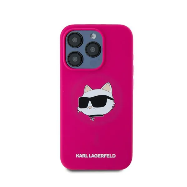 Karl Lagerfeld Silicone Choupette Head MagSafe - iPhone 15 Pro Case (Pink)