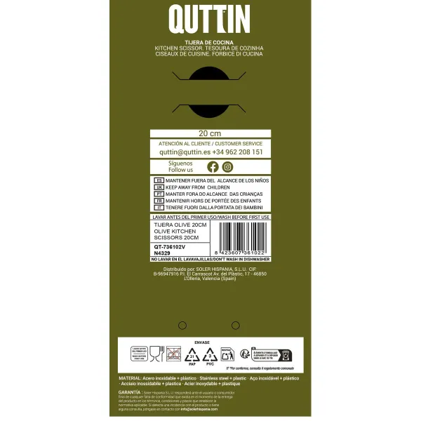Kitchen Scissors Quttin Sybarite 20 cm Pitter (16 Units)