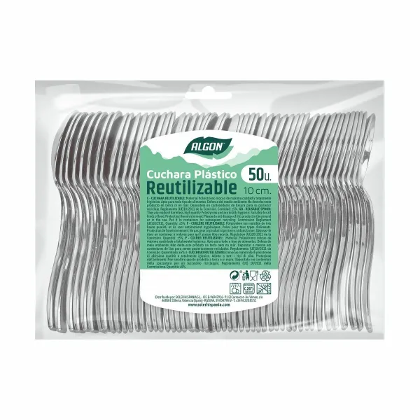 Daugkartinio naudojimo šaukštų rinkinys Algon Sidabras 50 Dalys 10 cm (20 vnt.)