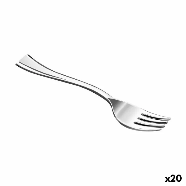 Atkārtoti lietojamu dakšu komplekts Algon Sudrabains 50 Daudzums 10 cm (20 gb.)
