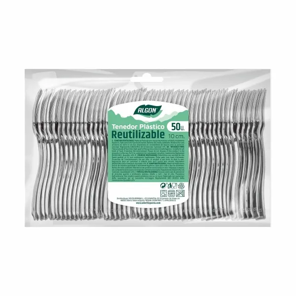 Atkārtoti lietojamu dakšu komplekts Algon Sudrabains 50 Daudzums 10 cm (20 gb.)