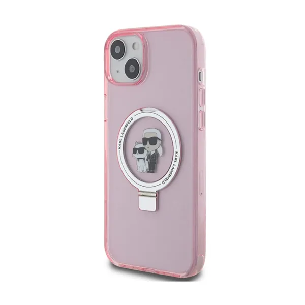 Karl Lagerfeld Ring Stand Karl & Choupette MagSafe - iPhone 15 Plus Case (pink)