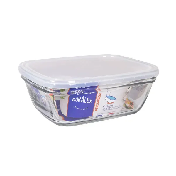 Stačiakampė priešpiečių dėžutė su dangteliu Duralex Freshbox Skaidrus 1,7 L 21,5 x 16,5 x 8 cm (6 vnt.)
