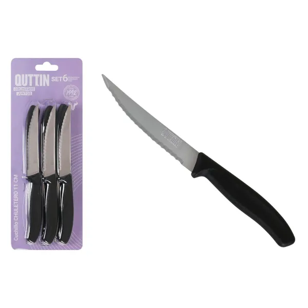 Gaļas Nažu Komplekts Quttin Melns Sudrabains 11 cm 6 Daudzums (12 gb.)