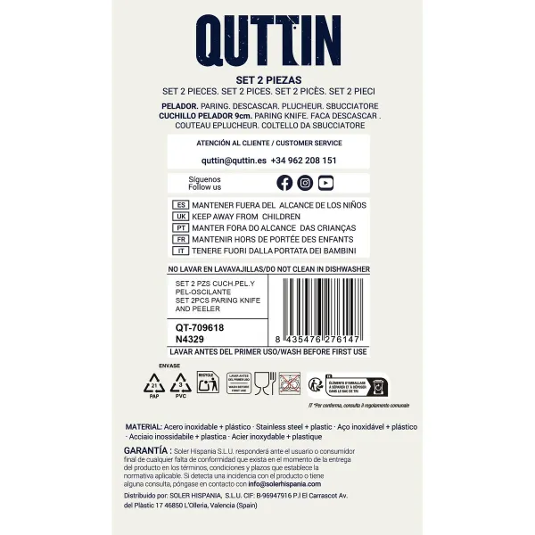 Peilių rinkinys Quttin Nero Juoda 2 Dalys (12 vnt.)