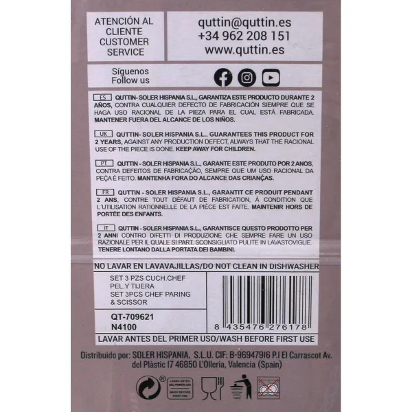 Набор ножей Quttin Nero Чёрный 3 Предметы (12 штук)