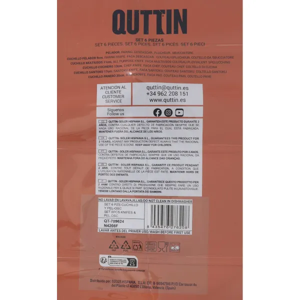 Veitsisetti Quttin Nero Musta 6 Kappaletta (4 osaa)