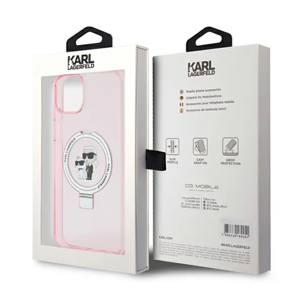 Karl Lagerfeld Ring Stand Karl & Choupette MagSafe - iPhone 15 Plus Case (pink)