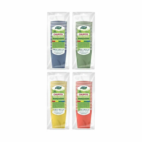 Setti shottilaseja Algon Kertakäyttöinen Kartonki Monivärinen 20 Kappaletta 50 ml (36 Osaa)
