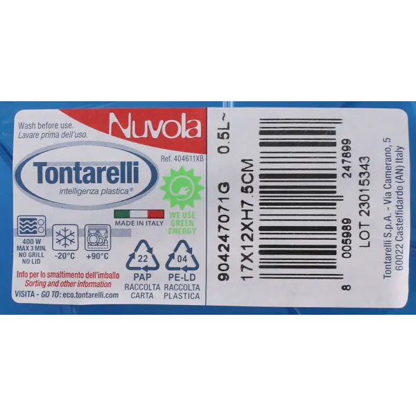 Eväsrasiasetti Tontarelli Nuvola 500 ml Sininen Suorakulmainen 4 Kappaletta (12 osaa)