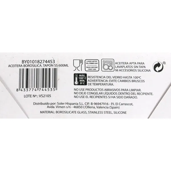 Menāža La Mediterránea Nerūsējošais tērauds Borosilikāta glāze 600 ml (12 gb.)