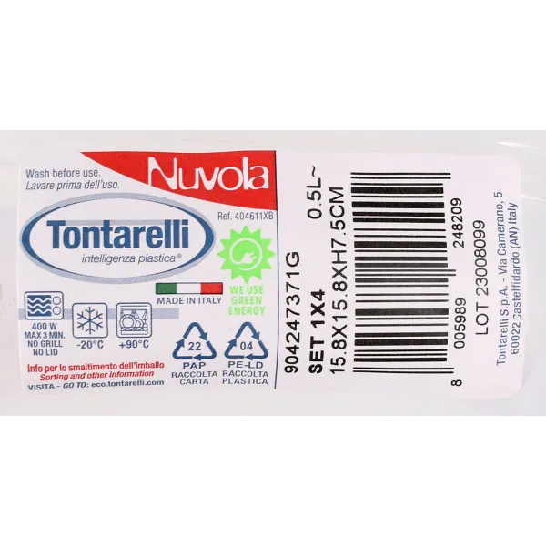 Padažinių rinkinys Tontarelli Nuvola 500 ml Mėlyna Kvadratai 4 Dalys (12 vnt.)