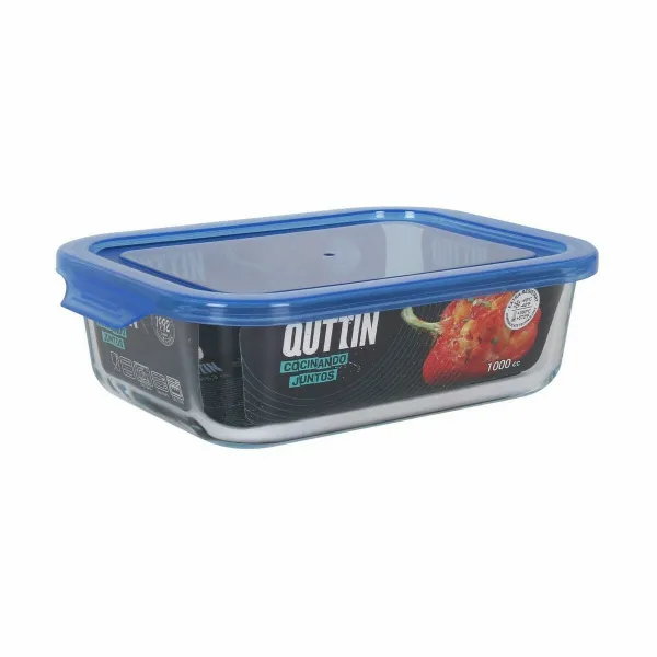 Hermetic Lunch Box Quttin Blue Transparent Rectangular 1 L (6 Units)