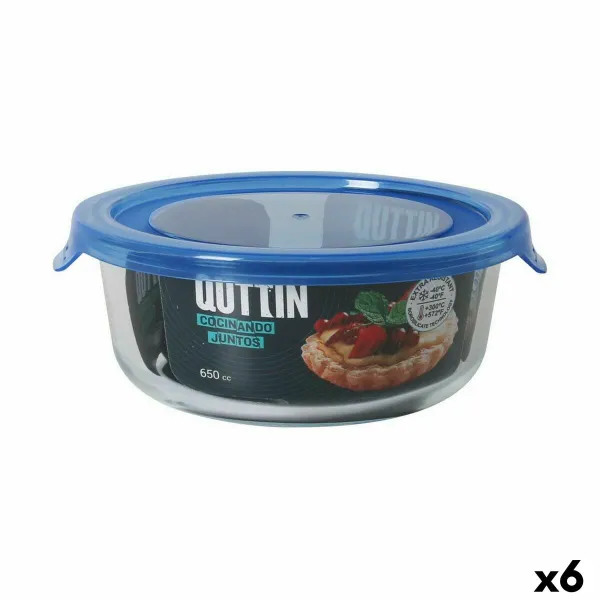 Hermetiška priešpiečių dėžutė Quttin Mėlyna Skaidrus 650 ml (6 vnt.)