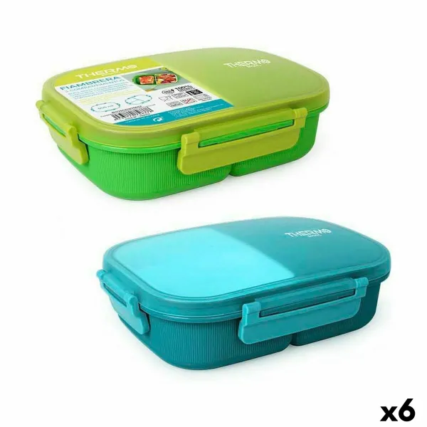 Hermetiška priešpiečių dėžutė ThermoSport 3 Skyreliai Stačiakampis 900 ml (6 vnt.)