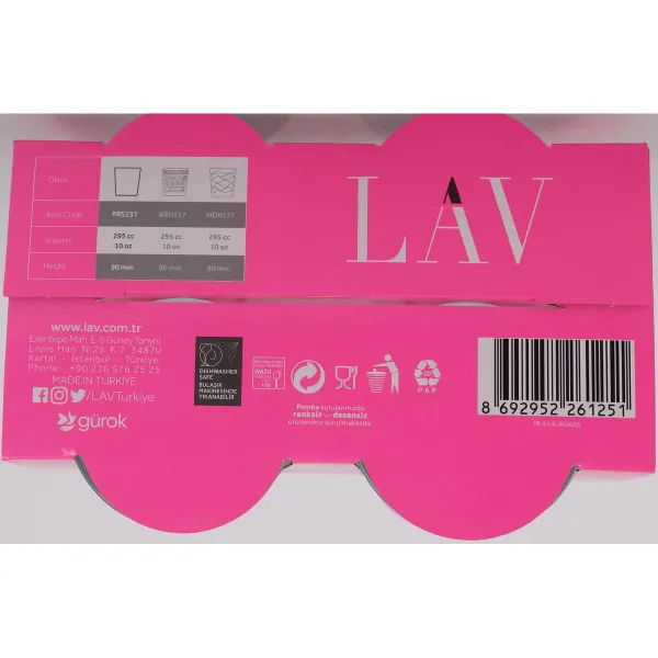 Set of glasses LAV Paris 295 ml 4 Pieces (12 Units)