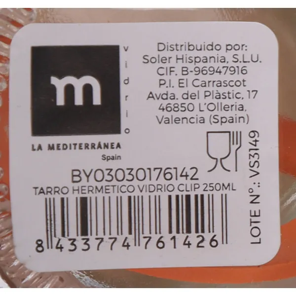 Jar La Mediterránea Hermetic Glass 250 ml (36 Units)