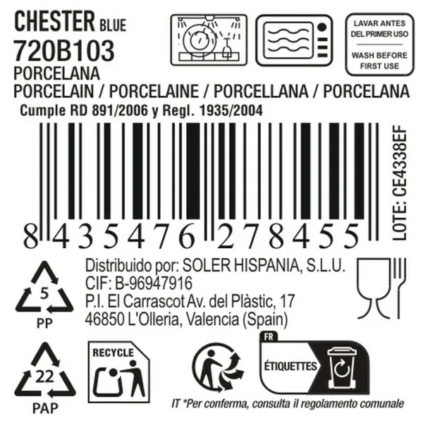 Välipalatarjotin La Mediterránea Chester Sininen Ovaali 30,5 x 17,5 x 2,8 cm (8 osaa)