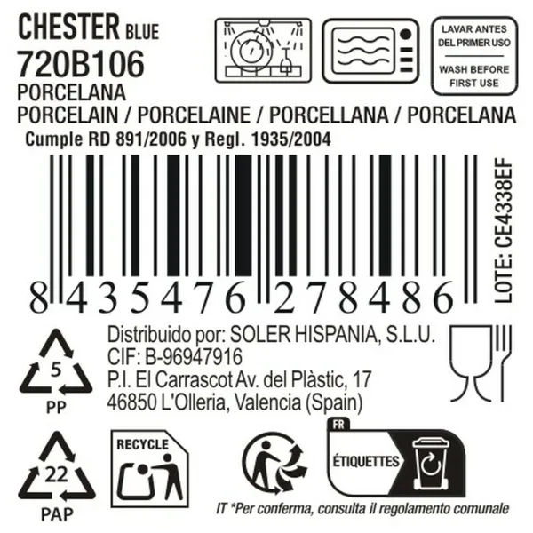 Uzkodu paplāte La Mediterránea Chester Zils Apaļa 24,3 x 2,5 cm (8 gb.)
