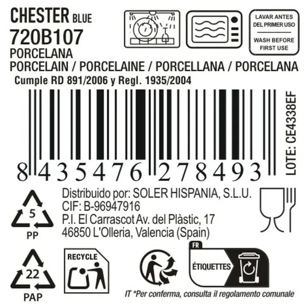 Uzkodu paplāte La Mediterránea Chester Zils Apaļa 19,6 x 2,2 cm (18 gb.)