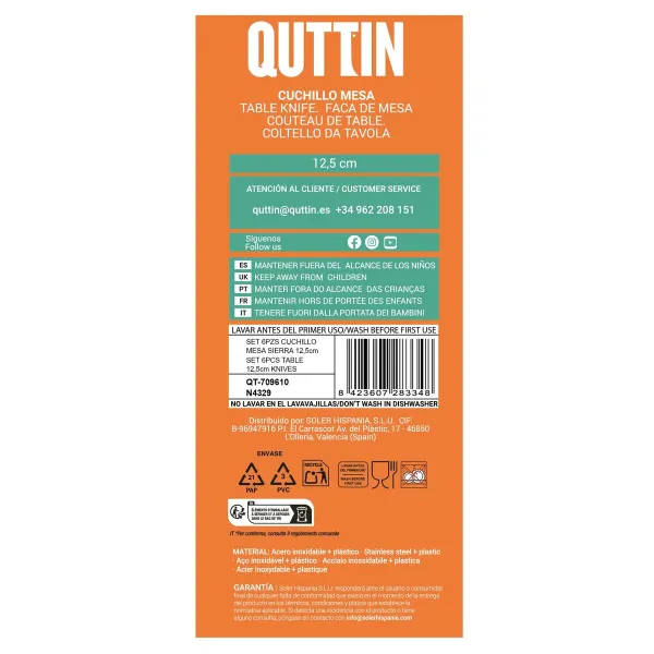 Veitsisetti Quttin Basic 12,5 cm 6 Kappaletta (12 osaa)
