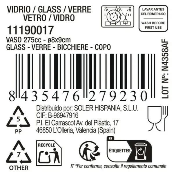 Stiklas La Mediterránea Milan 275 ml (48 vnt.)