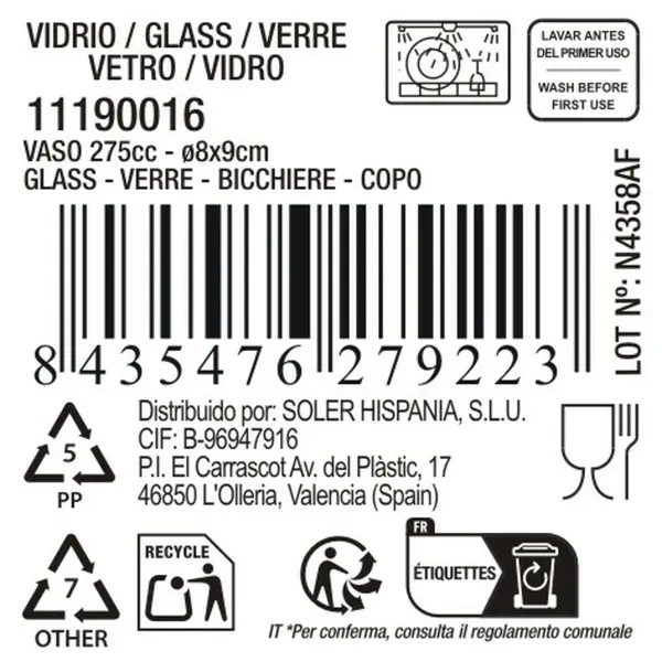 Glass La Mediterránea Trikua 275 ml (48 Units)