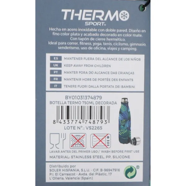 Thermal Bottle ThermoSport Sheets 750 ml (6 Units)