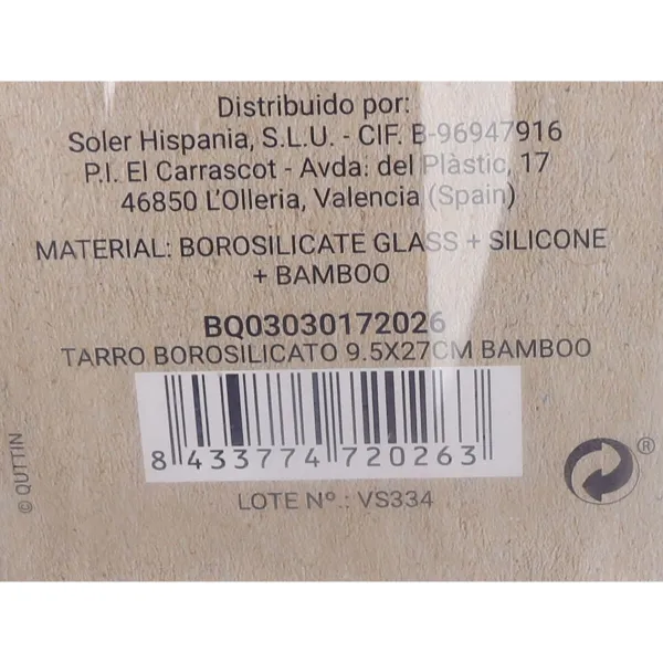 Stiklainis Quttin Silikoninis Borosilikatinis stiklas 1,55 L 10,2 x 28 cm (12 vnt.)