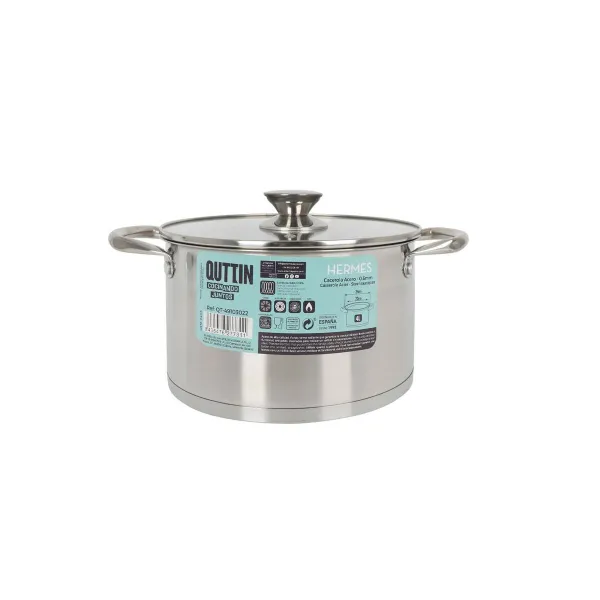 Кастрюля со стеклянной крышкой Quttin Hermes Сталь 4 L (4 штук)