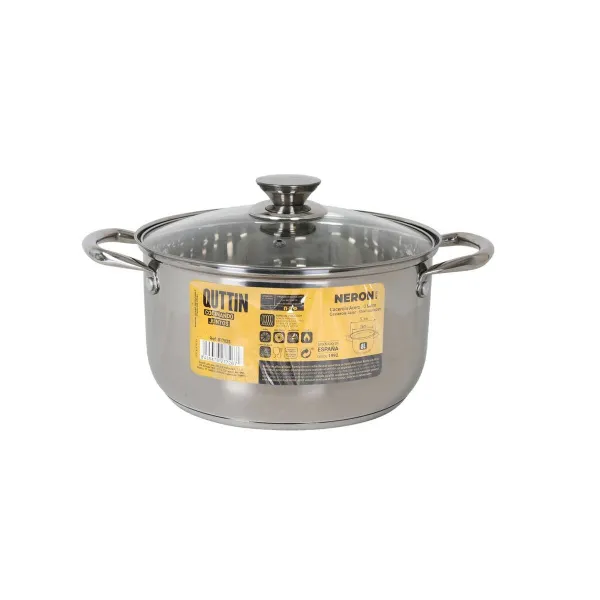 Кастрюля со стеклянной крышкой Quttin New neron Сталь 8 L (4 штук)