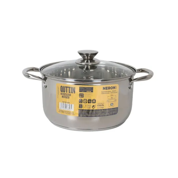 Katliņš ar stikla vāciņu Quttin New neron Tērauds 10 L (4 gb.)