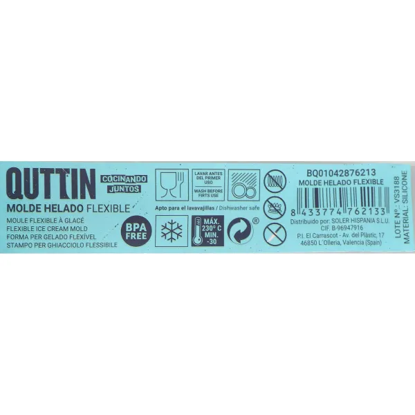 Saldējuma Veidne Quttin Individuāls Fleksibls 20 x 4 cm (36 Vienības)