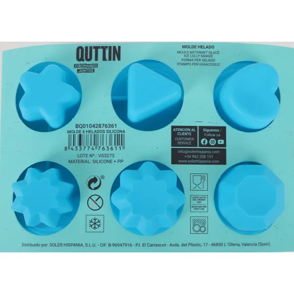 Форма для мороженого Quttin Формы Силикон 18 x 5,3 x 12,3 cm (24 штук)
