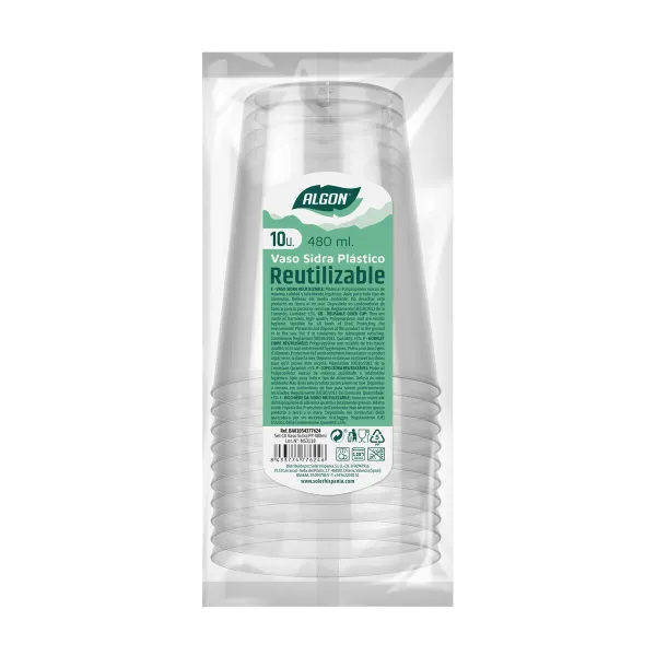 Daugkartinio naudojimo akinių rinkinys Algon Sidras Skaidrus 10 Dalys 480 ml (20 vnt.)