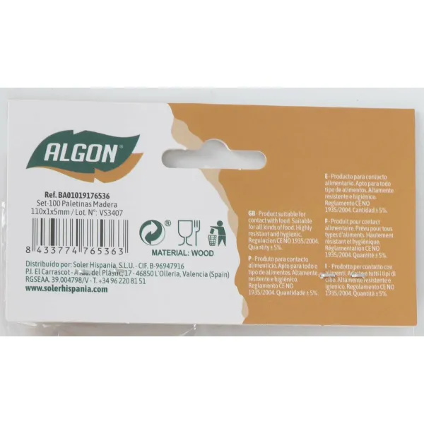 Sarja kahvin sekoittamiseen. Algon Puu 100 Kappaletta 110 x 1 x 5 mm (24 osaa)