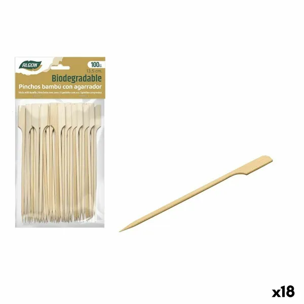 Bārbekjū Iesmu Komplekts Algon Bambuss 100 Daudzums 13,5 cm (18 gb.)