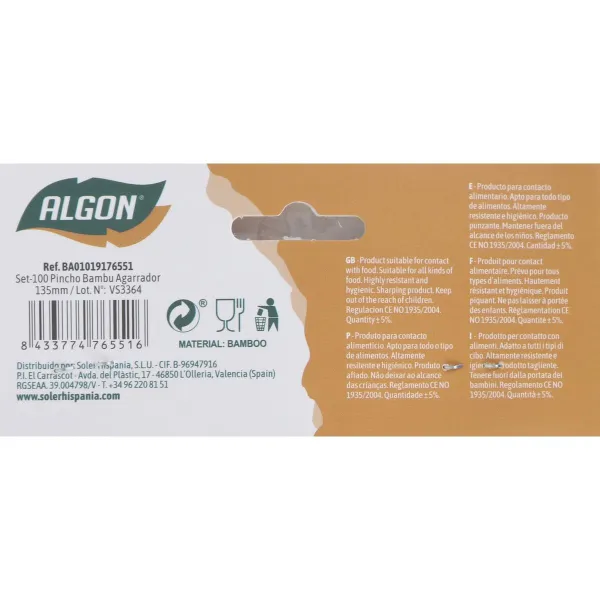 Bārbekjū Iesmu Komplekts Algon Bambuss 100 Daudzums 13,5 cm (18 gb.)