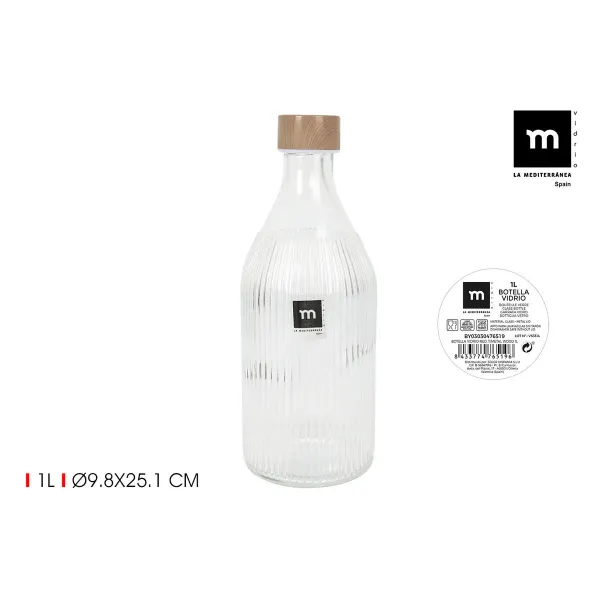 Стеклянная бутылка La Mediterránea Прозрачный Металл Cтекло 1 L (24 штук)
