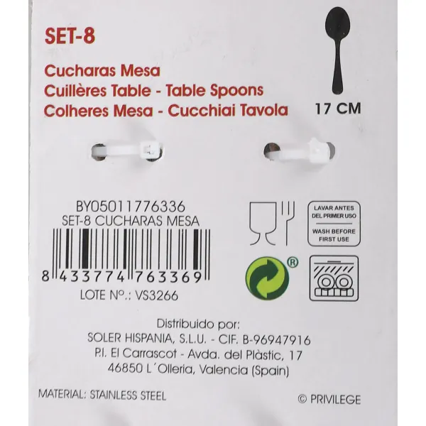 Set of Spoons Privilege 8 Pieces (24 Units)
