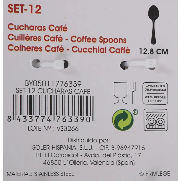 Set of Spoons Privilege 12 Pieces Coffee (24 Units)