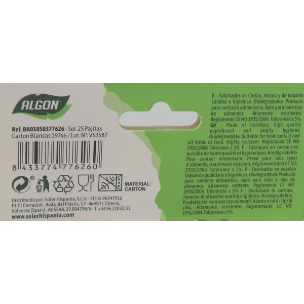 Atkārtoti Lietojams Dzērienu Salmiņš Algon 19,7 x 0,6 cm 25 Daudzums 24 gb.