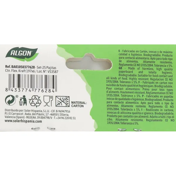 Reusable Drinking Straw Algon 19,7 x 0,6 cm 25 Pieces 24 Units