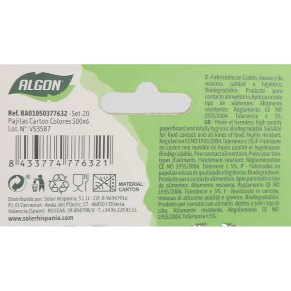 Atkārtoti Lietojams Dzērienu Salmiņš Algon 50 x 0,6 cm 20 Daudzums 24 gb.