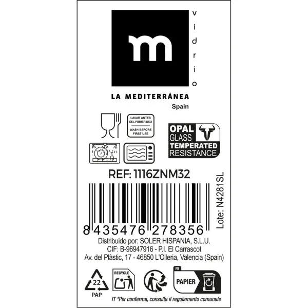 чаша La Mediterránea Coup basic 16 x 5,3 cm (48 штук)