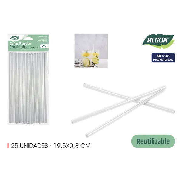 Uudelleenkäytettävä juomapilli Algon Muovinen 22 cm 8 mm 20 Kappaletta 24 osaa
