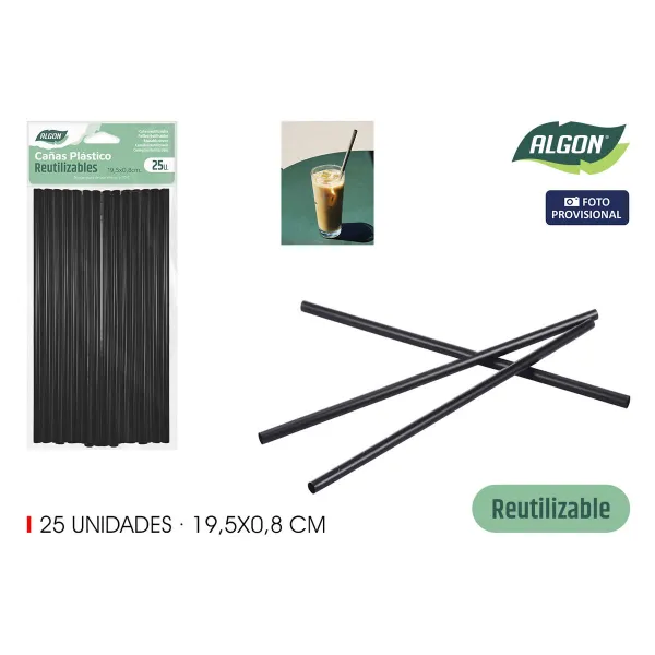 Atkārtoti Lietojams Dzērienu Salmiņš Algon Plastmasa 19,5 cm 8 mm 25 Daudzums 24 gb.