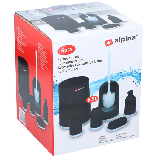 Alpina - bathroom set 6 items (black/white)