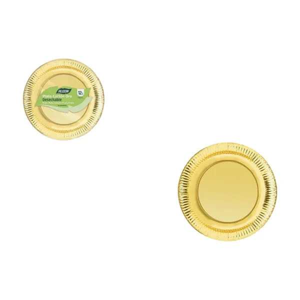 Plate set Algon Golden 18 cm 12 Pieces (18 Units)